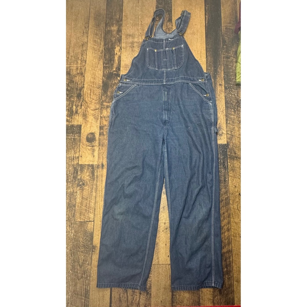 Roebucks Denim Bib Overalls Blue Classic‎ Workwear Carpenter Pants Size 42x30